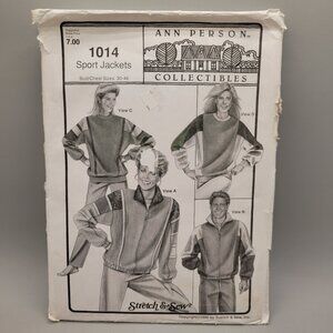 Stretch and Sew Ann Person Collectibles 1014 Sport Jackets Sewing Pattern UNCUT